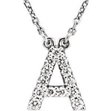 14K White Initial A 1/8 CTW Diamond 16" Necklace - Siddiqui Jewelers