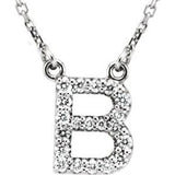 14K White 1/6 CTW Natural Diamond Initial B 16" Necklace Siddiqui Jewelers