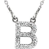 14K White Initial B 1/8 CTW Diamond 16" Necklace - Siddiqui Jewelers