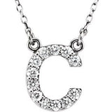 14K White 1/8 CTW Natural Diamond Initial C 16" Necklace Siddiqui Jewelers