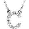 14K White Initial C 1/8 CTW Diamond 16" Necklace - Siddiqui Jewelers