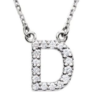 14K White 1/6 CTW Natural Diamond Initial D 16" Necklace Siddiqui Jewelers