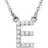 14K White 1/8 CTW Natural Diamond Initial E 16" Necklace Siddiqui Jewelers