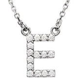 14K White Initial E 1/8 CTW Diamond 16" Necklace - Siddiqui Jewelers