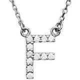 14K White 1/8 CTW Natural Diamond Initial F 16" Necklace Siddiqui Jewelers