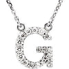 14K White Initial G 1/8 CTW Diamond 16" Necklace - Siddiqui Jewelers