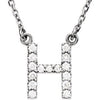 14K White 1/8 CTW Natural Diamond Initial H 16" Necklace Siddiqui Jewelers