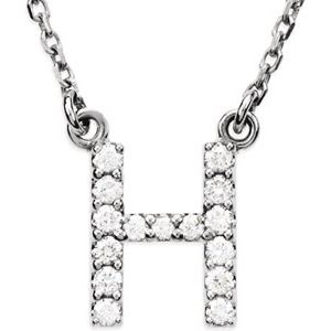 14K White 1/8 CTW Natural Diamond Initial H 16" Necklace Siddiqui Jewelers
