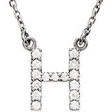 14K White Initial H 1/8 CTW Diamond 16" Necklace - Siddiqui Jewelers