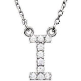 14K White Initial I .08 CTW Diamond 16" Necklace - Siddiqui Jewelers