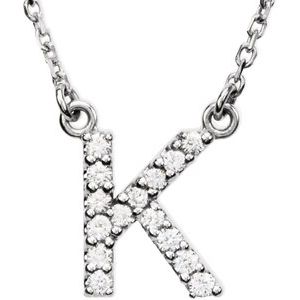 14K White 1/8 CTW Natural Diamond Initial K 16" Necklace Siddiqui Jewelers