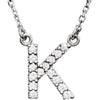 14K White Initial K 1/8 CTW Diamond 16" Necklace - Siddiqui Jewelers