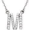 14K White 1/6 CTW Natural Diamond Initial M 16" Necklace Siddiqui Jewelers