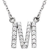 14K White 1/6 CTW Natural Diamond Initial M 16" Necklace Siddiqui Jewelers