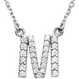 14K White Initial M 1/6 CTW Diamond 16" Necklace - Siddiqui Jewelers