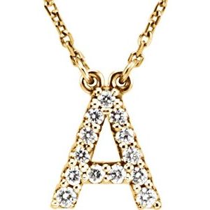 14K Yellow Initial A 1/6 CTW Diamond 16" Necklace - Siddiqui Jewelers