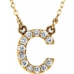 14K Yellow 1/8 CTW Natural Diamond Initial C 16" Necklace Siddiqui Jewelers