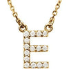14K Yellow Initial E 1/8 CTW Diamond 16" Necklace - Siddiqui Jewelers