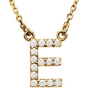 14K Yellow 1/8 CTW Natural Diamond Initial E 16" Necklace Siddiqui Jewelers