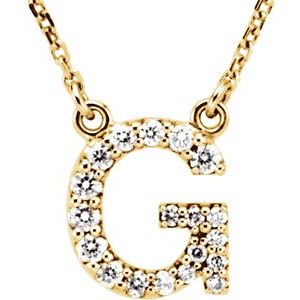 14K Yellow 1/6 CTW Natural Diamond Initial G 16" Necklace Siddiqui Jewelers