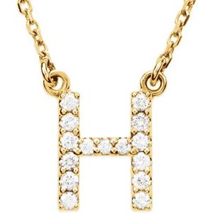14K Yellow 1/8 CTW Natural Diamond Initial H 16" Necklace Siddiqui Jewelers
