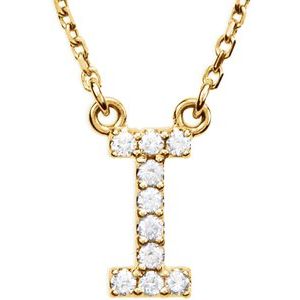 14K Yellow .08 CTW Natural Diamond Initial I 16" Necklace Siddiqui Jewelers
