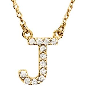 14K Yellow 1/10 CTW Natural Diamond Initial J 16" Necklace Siddiqui Jewelers