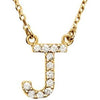 14K Yellow Initial J 1/8 CTW Diamond 16" Necklace - Siddiqui Jewelers