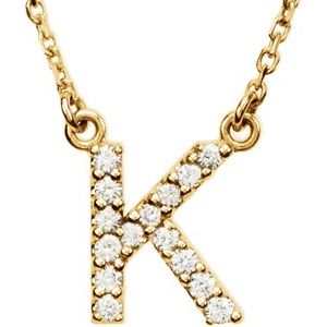 14K Yellow 1/8 CTW Natural Diamond Initial K 16" Necklace Siddiqui Jewelers