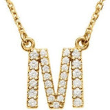 14K Yellow 1/6 CTW Natural Diamond Initial M 16" Necklace Siddiqui Jewelers