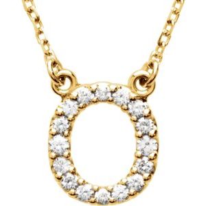 14K Yellow 1/6 CTW Natural Diamond Initial O 16" Necklace Siddiqui Jewelers