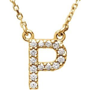14K Yellow 1/6 CTW Natural Diamond Initial P 16" Necklace Siddiqui Jewelers