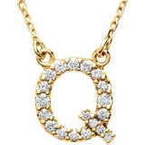 14K Yellow 1/6 CTW Natural Diamond Initial Q 16" Necklace Siddiqui Jewelers