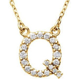 14K Yellow Initial Q 1/8 CTW Diamond 16" Necklace - Siddiqui Jewelers