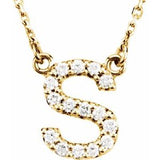 14K Yellow 1/6 CTW Natural Diamond Initial S 16" Necklace Siddiqui Jewelers