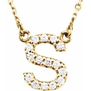 14K Yellow Initial S 1/8 CTW Diamond 16" Necklace - Siddiqui Jewelers