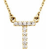 14K Yellow 1/10 CTW Natural Diamond Initial T 16" Necklace Siddiqui Jewelers