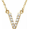 14K Yellow 1/8 CTW Natural Diamond Initial V 16" Necklace Siddiqui Jewelers