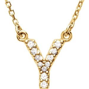 14K Yellow .08 CTW Natural Diamond Initial Y 16" Necklace Siddiqui Jewelers