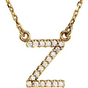 14K Yellow .08 CTW Natural Diamond Initial Z 16" Necklace Siddiqui Jewelers