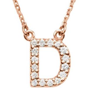 14K Rose 1/6 CTW Natural Diamond Initial D 16" Necklace Siddiqui Jewelers