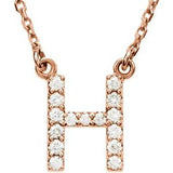 14K Rose 1/8 CTW Natural Diamond Initial H 16" Necklace Siddiqui Jewelers