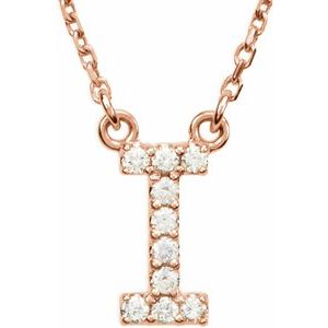 14K Rose .08 CTW Natural Diamond Initial I 16" Necklace Siddiqui Jewelers