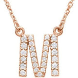 14K Rose 1/6 CTW Natural Diamond Initial M 16" Necklace Siddiqui Jewelers