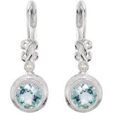 Sterling Silver Aquamarine & .02 CTW Diamond Earrings - Siddiqui Jewelers