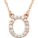 14K Rose 1/6 CTW Natural Diamond Initial O 16" Necklace Siddiqui Jewelers
