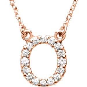 14K Rose 1/6 CTW Natural Diamond Initial O 16" Necklace Siddiqui Jewelers
