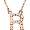 14K Rose 1/8 CTW Natural Diamond Initial R 16" Necklace Siddiqui Jewelers