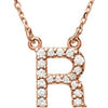 14K Rose Initial R 1/8 CTW Diamond 16" Necklace - Siddiqui Jewelers