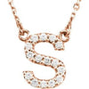 14K Rose 1/6 CTW Natural Diamond Initial S 16" Necklace Siddiqui Jewelers